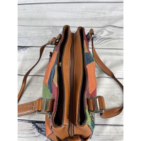Fossil Y2K Leather Patchwork Shoulder Bag Purse Casual Weekend - Picture 5 of 12